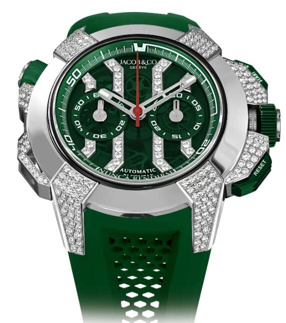 Review Jacob & Co Epic X Chrono Titanium Pave Diamonds Green EC412.20.AA.UA.ABRUA Replica watch